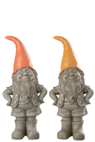 J-Line Gartenzwerg Spitzhut, 2er-Set, Polyresin, H45,5cm