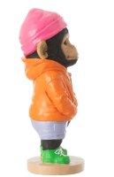 J-Line Trendige Affen-Dekofigur, 27 cm, Orange/Pink/Grün, Kunstharz-Mix
