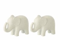 J-Line Dekorativer gestreifter Elefant - Polyresin -...