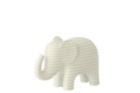 J-Line Dekorativer gestreifter Elefant - Polyresin - Weiß - 2 er Set