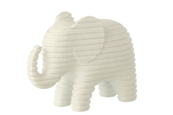 J-Line Dekorativer gestreifter Elefant - Polyresin - Weiß - Large