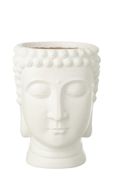 J-Line Buddha-Übertopf - Polyresin - Weiß - Large