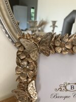 Edel Goldiger Schmetterlinge Blumen  Bilderrahmen Foto  13x18 Gold Antik 236