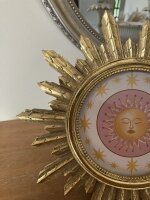 Sonne Foto Bilder Rahmen  Rund 20 x 20 cm Farbe Gold Antik