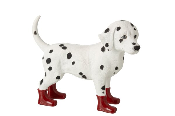 J-line Hund Figur Dalmatiner Rote Stiefel Polyresin Multicolor