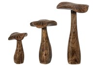 J-line Pilz Skulpturen Set aus geschnitztem Mango-Holz, 3er-Set