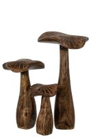 J-line Pilz Skulpturen Set aus geschnitztem Mango-Holz, 3er-Set