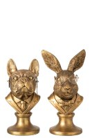 J-line Im Set Büste Hund + Kaninchen Polyresin Gold