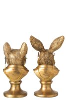 J-line Im Set Büste Hund + Kaninchen Polyresin Gold