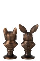 J-line Büsten-Set Hund & Kaninchen Figuren Bronzefarben Polyresin