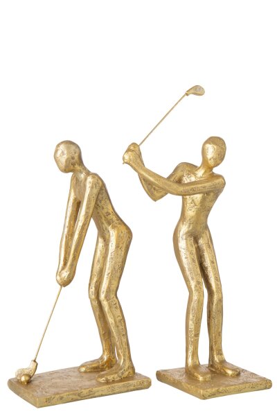 J-line Im Set Figuren Golfspieler Polyresin Gold H35