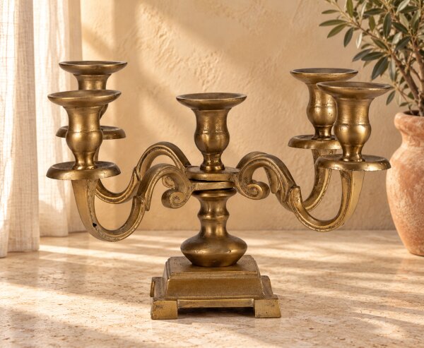 Krömer Kerzenständer 5-er Höhe 22,5 cm Metall Farbe Gold Messing