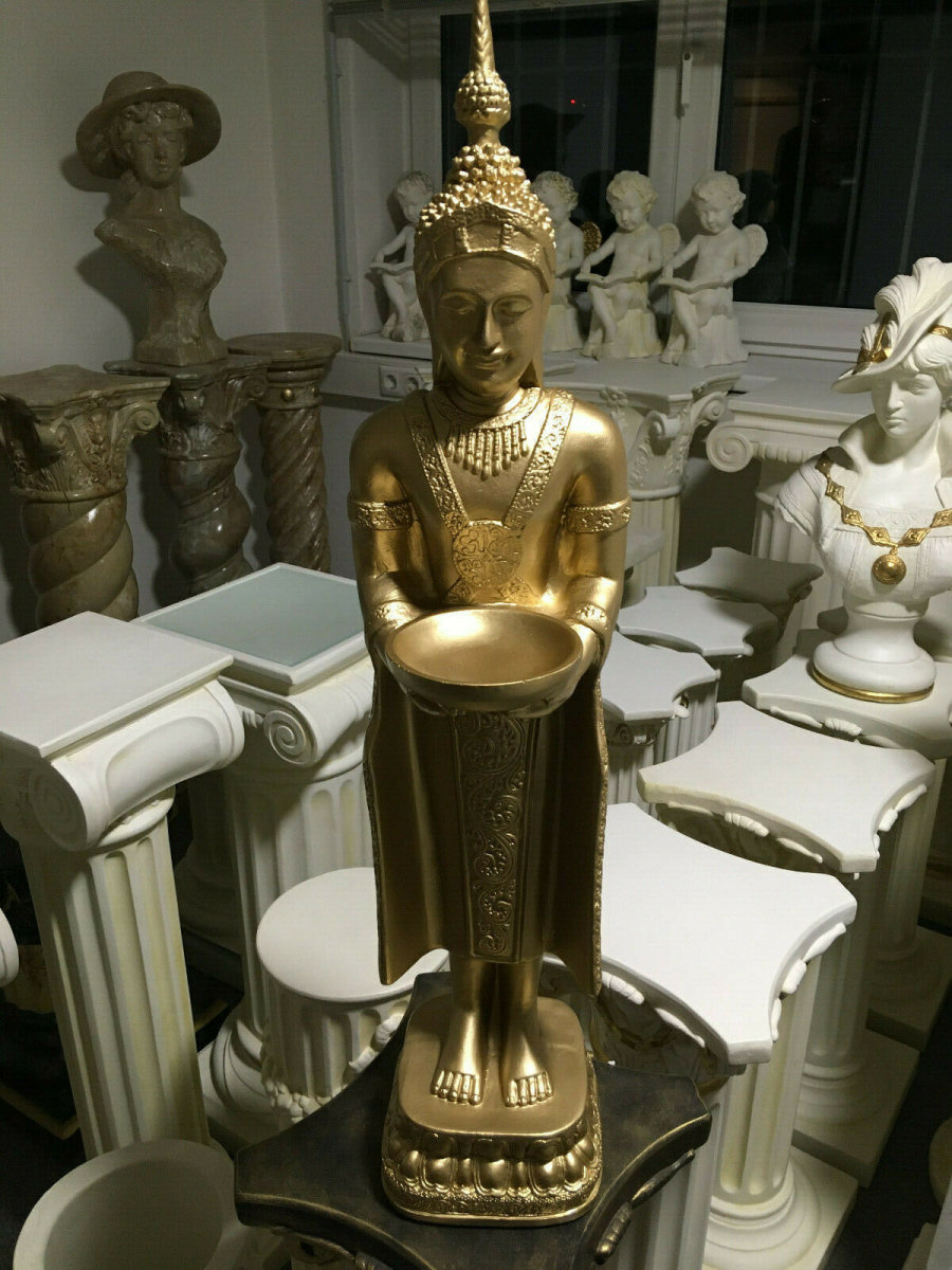 Buddha Groß 74 cm Gold Designe Feng Shui Statue Figur