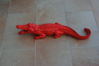 Krokodil Alligator 70cm Garten Gartenfigur Rot Gartenkrokodil Dekoration