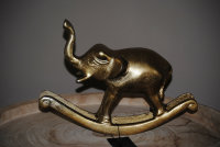 2 er SET Schaukelelefant Elefant Aluminium Alu Gold Bronze Deko Elephant COLMORE