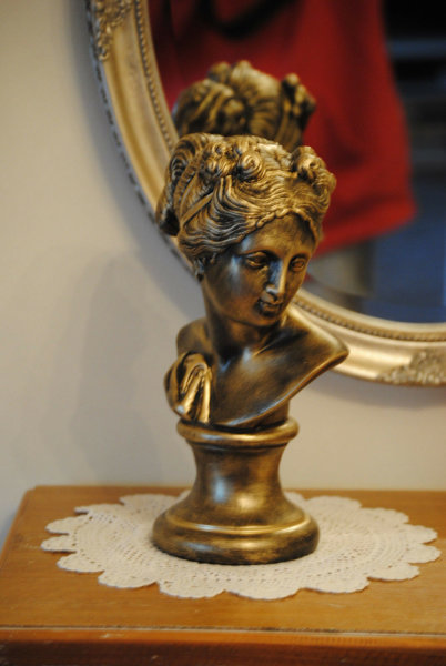 Schöne Statue Dame Büste Eliza Frau Figur Skulptur Antik Schwarz Gold  2005-110