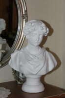 Statue Dame Büste Frau mit Lorbeerkranz Figur Skulptur H36 cm Shabbby Stil  2019-1