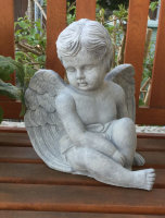 Engel Raphael  grau Dekofigur Gartenfigur Figur 25 cm