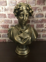 Statue Dame Büste Frau Lorbeerkranz H 36 cm Figur Skulptur Shabbby 2019-110