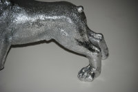 Hund Boston Terrier  stehend Silber Glanz GlitzerTierfigur Figur  32 cm