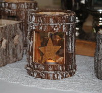 Teelicht Rund Glas Holz Kerzenständer "Stern...