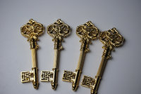 Weihnachtsbaumschmuck Schlüssel  gold Christmas Set von 4 stück mit  Nylonschnur