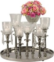 Krömer Alu Leuchter 7 erTablett silber Rund Antik Kerzentablett Modern