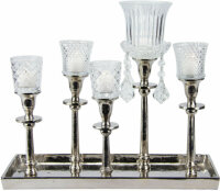 Krömer Alu Leuchter 5 erTablett silber Antik Kerzentablett Modern