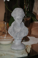 Schöne Dame Büste Frau Figur Skulptur Shabby-Style Stein Grau H36  Garten Deko