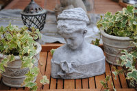 Schöne Dame Büste Frau Figur Skulptur Garten Deko Shabby-Style Stein Grau TOP 1