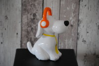 Keramik Hund mit Kopfhörer Figur Skulptur H20 cm
