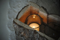 2 er  Glas- Kerzen Teelicht " Stern " aus Rinden Holz Weihnachten Natur