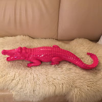 Krokodil Alligator 70cm Garten Gartenfigur Pink Rosa Gartenkrokodil Dekoration