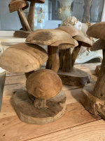 Teak Holz Skulptur Pilze Set  Designs Höhe ca.30cm  Figur Holz Natur Unikat