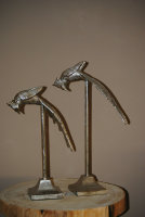Set Eisvogelt Alu Vogel auf Ständer Silber  46 cm  und 38 cm
