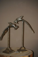Set Ornament Alu Vogel auf Ständer Silber  46 cm...
