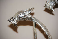 Set Ornament Alu Vogel auf Ständer Silber  46 cm  und 38 cm