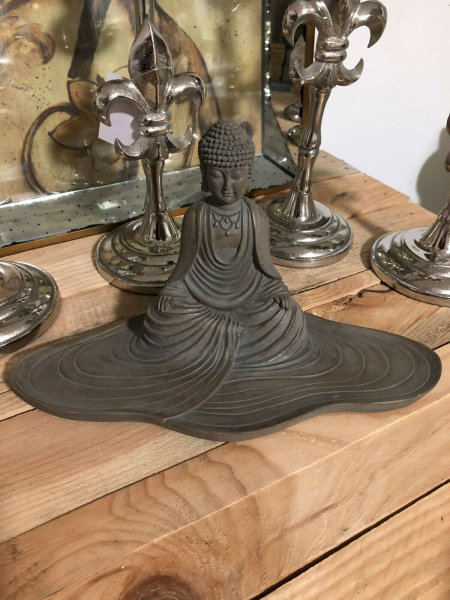 Buddha Figur Skulptur mit Ablage Feng Shui Schmuck Bad Wohnzimmer B33 cm