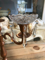 Lüsterschale Glas Behang Tropfschale Kerzenständer Teller mit Kristall Klunker