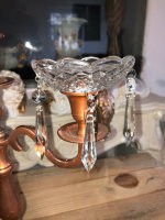 Lüsterschale Glas Behang Tropfschale Kerzenständer Teller mit Kristall Klunker