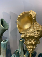 Dekomuschel Groß Gold Nautilus Muschel auf Ständer H 36 cm Deko Skulptur