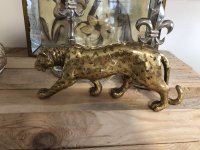 Leopard  Goldfarbig Skulptur Dekoratives Figur Deko Accessoires L35 cm