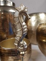 Dekoratives Seepferdchen auf Ständer Aluminium Gold...