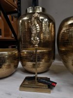 Dekoratives Seepferdchen auf Ständer Aluminium Gold BronzeH38 cm Colmore