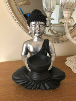 Buddha Dekofigur mit Teelicht Halter Statue Feng Shui...