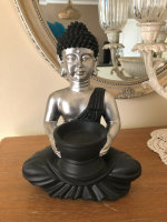 Buddha Dekofigur mit Teelicht Halter Statue Feng Shui...