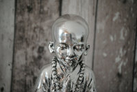 Buddha Skulptur Figur  H23 cm Shaolin Mönch Silber Deko