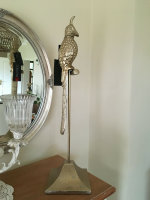 Dekoratives Papagei Parrot auf Ständer Aluminium Gold Bronze H 59 cm cm Colomore