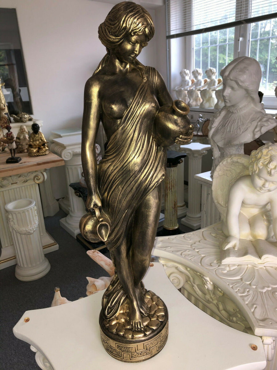 H77cm Figur € 0003-, Gold 74,95 Skulptur Statue Wasserträgerin Antik Deko Home