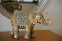 Schöne  B27 cm Elefant Figur Skulptur Elephant aus Polyresin Gold